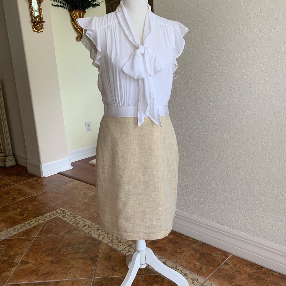 Loft tan and white dress